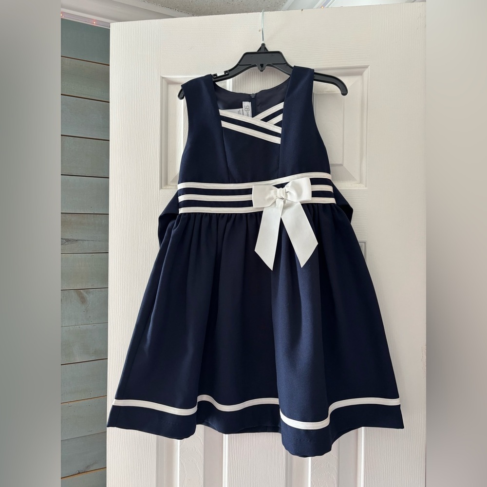Bonnie Jean Navy and White Formal Dress